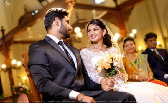 Capturing candid moments of a bride and groom during their wedding ceremony.